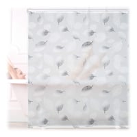 Relaxdays rolovací sprchový záves 140x240 cm s listovým vzorom, sťahovacia šnúrka, čierno-biely, na vaňu, s flexibilným upevnením 1