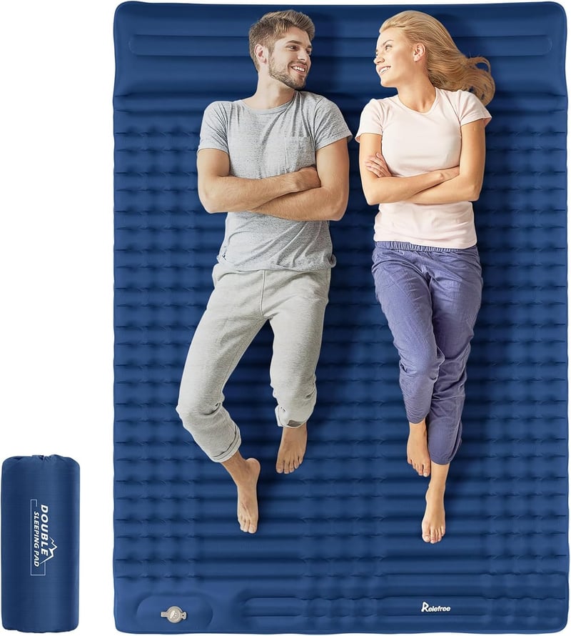 Relefree 140x200 cm Kétszemélyes Felfújható Kemping Matrac Vízálló Túrázáshoz
