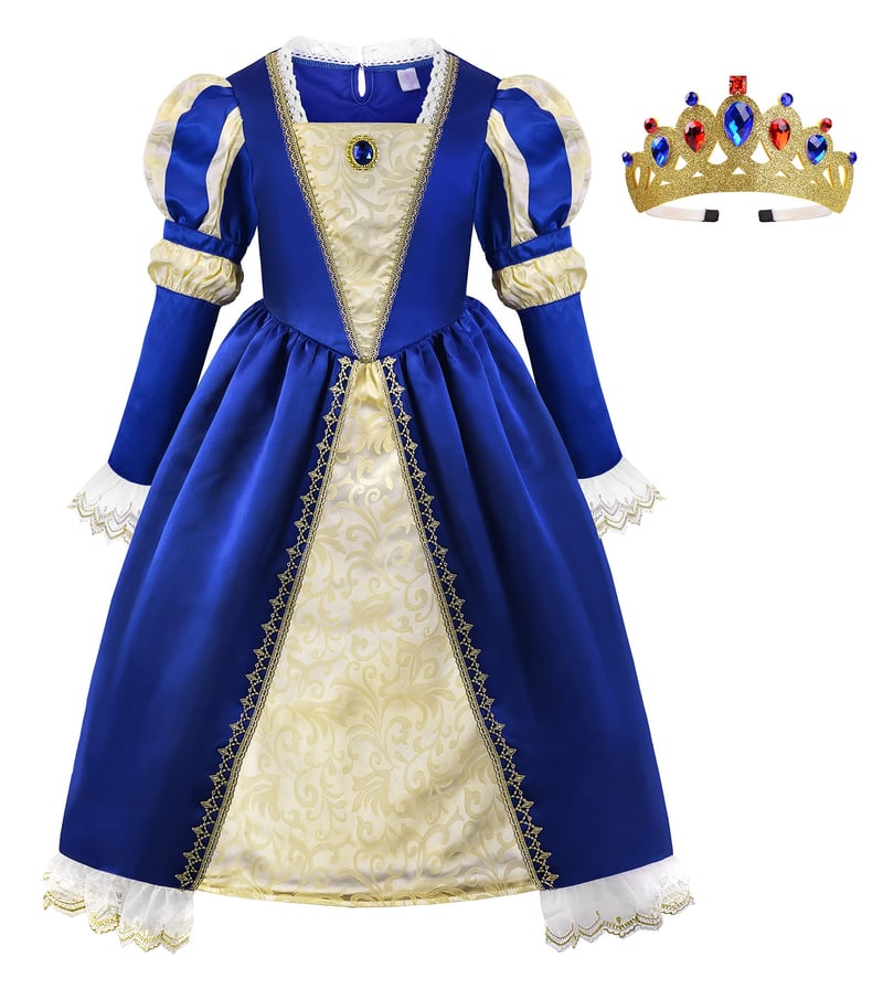 Kostým stredovekej princeznej ReliBeauty pre dievčatá s korunkou, šaty na Halloween, karneval alebo cosplay párty, veľkosť 140
