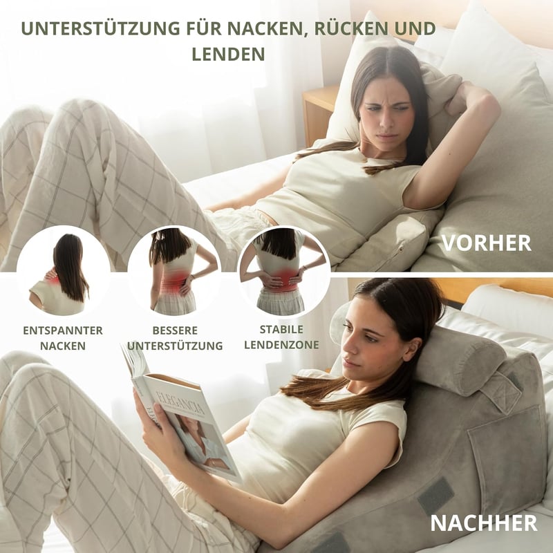 Relivy Olvasópárna Memory Foam Ortopédikus Hátpárna Ágyhoz és Kanapéhoz