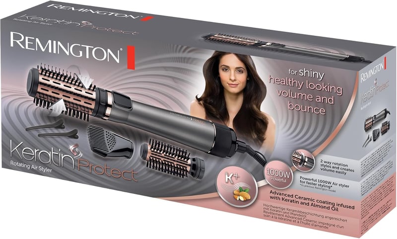 Remington AS8811 Forró Levegős Forgó Hajkefe Keratin Védelemmel 3 Fej + Hajcsipesz - Rotating hot air brush