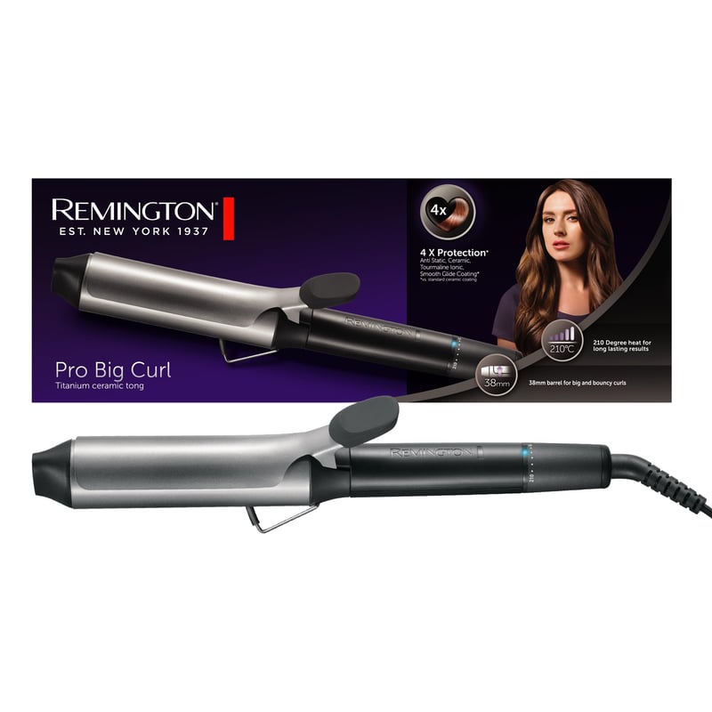 Remington CI5538 Pro Big Curl uvijač za kosu 38 mm za velike kovrče, keramički turmalinski premaz, 8 stupnjeva temperature, digitalni zaslon, 210°C, crni