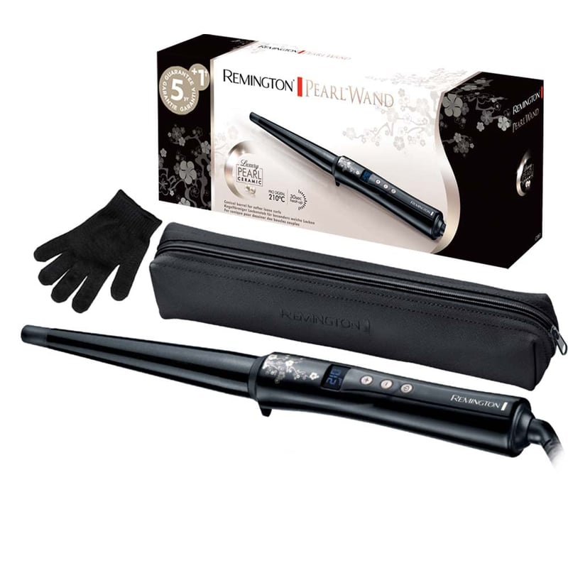 Ondulator de păr conic Remington CI951 Pearl Digital 13-25 mm, ecran LCD, înveliș ceramic, 130-210°C, pentru bucle naturale și onduleuri lejere (beach waves)