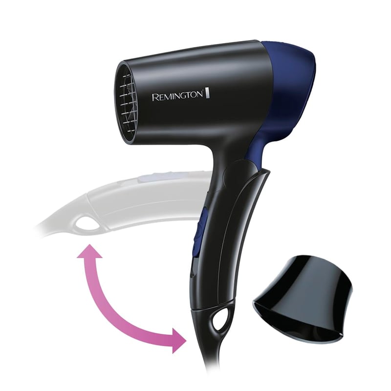 Cestovný sušič na vlasy Remington D2400 1400 W, skladací, celosvetové použitie 120/220-240 V, so stylingovým koncentrátorom, 2 stupne nastavenia teploty a rýchlosti prúdenia vzduchu