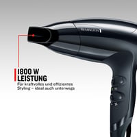 Uscător de păr Remington D5000 - Compact, 1800W, cu concentrator, 3 trepte de temperatură, 2 trepte de viteză, mod Eco, ideal pentru călătorii 3