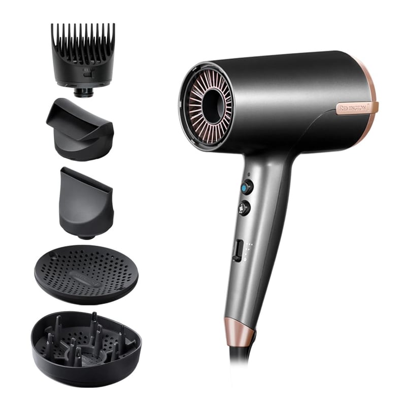 Uscător de păr Remington ONE D6078 cu tehnologie ionică, flux de aer 120 km/h, 5 accesorii: difuzor, accesoriu pentru fire rebele (flyaway), piepteni, concentrator, 8 setări de temperatură și viteză