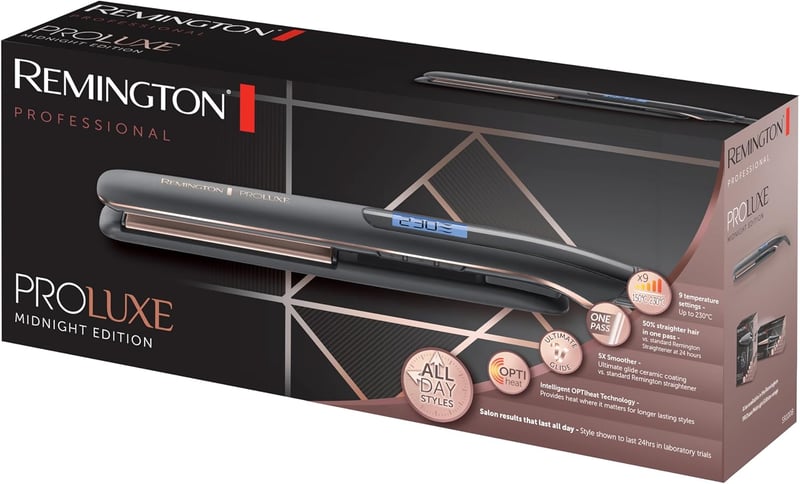 Remington PROluxe Midnight Hajegyenesítő 150-230°C Kerámia Lemezzel - straighteners