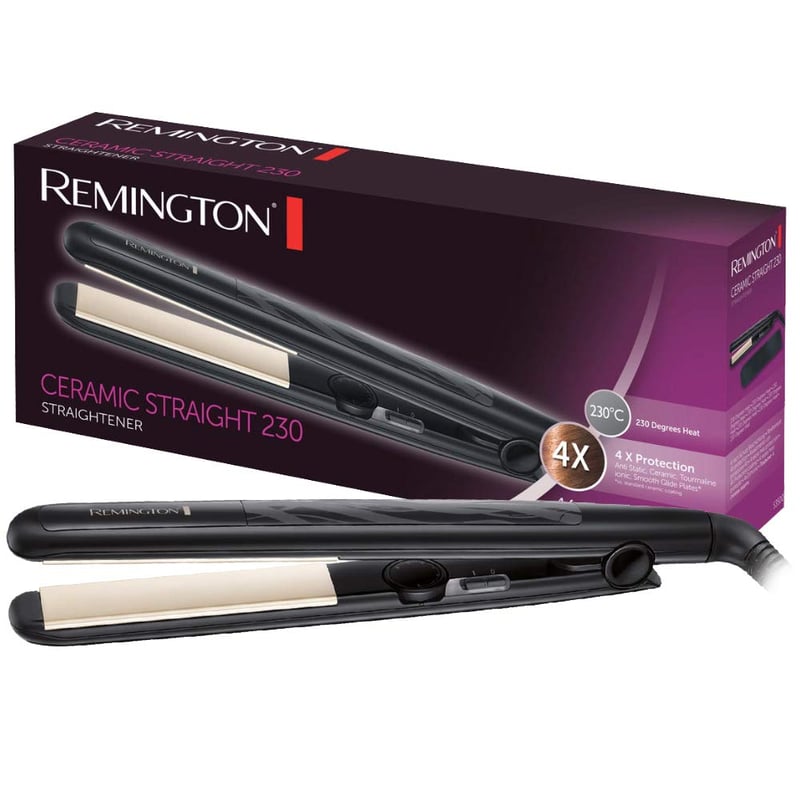Placă de îndreptat părul Remington S3500 Ceramic Straight – Protecție anti-statică 4x, înveliș ceramic cu turmalină, negru
