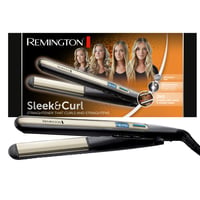 Žehlička na vlasy Remington S6500 Sleek & Curl so zaobleným dizajnom, ultra turmalínovo-keramickým povrchom, LCD displejom, 150-230 °C, čierna/béžová 1