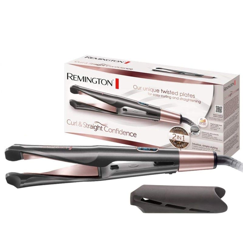 Remington S6606B Curl & Straight Confidence 2u1 multistyler uređaj za ravnanje i kovrčanje kose, zakrivljene grijaće ploče, 150-230°C