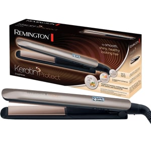 Remington S8540 Keratin glačalo za kosu | Keramički premaz s bademovim uljem | LCD zaslon | 10 postavki temperature 150-230°C | 110 mm | Crno