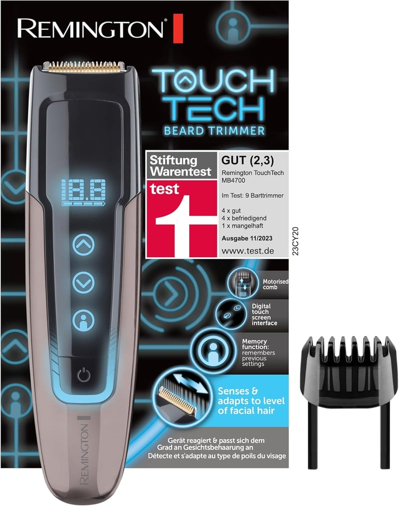 Remington Touch Tech Férfi Szakállvágó - Titán Bevonatú Pengék, GroomMotion Technológia, Vezeték Nélküli, Vízálló, Utazáshoz - beard trimmer