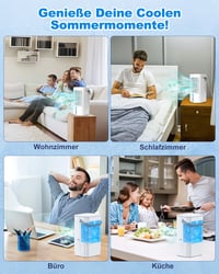 Mini ochladzovač vzduchu RenFox 4 v 1 s nádržkou 1200 ml, 3-stupňové odparovacie chladenie, 7-farebné LED osvetlenie, časovač, tichá prevádzka, vhodný do domácnosti aj kancelárie 7