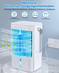 Mini ochladzovač vzduchu RenFox 4 v 1 s nádržkou 1200 ml, 3-stupňové odparovacie chladenie, 7-farebné LED osvetlenie, časovač, tichá prevádzka, vhodný do domácnosti aj kancelárie 9