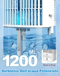 Mini ochladzovač vzduchu RenFox 4 v 1 s nádržkou 1200 ml, 3-stupňové odparovacie chladenie, 7-farebné LED osvetlenie, časovač, tichá prevádzka, vhodný do domácnosti aj kancelárie 8