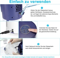Renfox Mini Légkondicionáló Hordozható Léghűtő 4in1 Ventilátor Párásító 3 Fokozat LED Kék Otthon Iroda 4