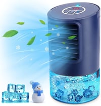 Renfox Mini Légkondicionáló Hordozható Léghűtő 4in1 Ventilátor Párásító 3 Fokozat LED Kék Otthon Iroda 1