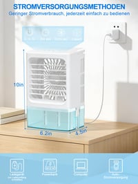 Mini klimatizácia RenFox 4 v 1, ochladzovač vzduchu so zvlhčovačom a LED svetlom, 900 ml nádržka na vodu, 3 rýchlosti, náklon 60°, USB 5V, tichá prevádzka 7