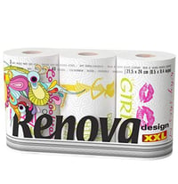 Kuchynské papierové utierky Renova Design XXL – 3 kotúče, biele, 14,4 m 3
