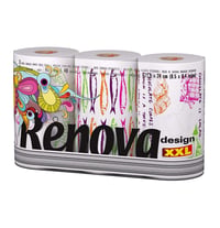 Kuchynské papierové utierky Renova Design XXL – 3 kotúče, biele, 14,4 m 1