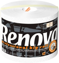 Renova Professional Veľká kuchynská papierová utierka, 2-vrstvová, 100 % recyklovaná, 1 ks obrie balenie, 450 útržkov, biela, viacúčelová 1