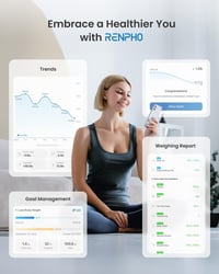 Cântar inteligent Bluetooth RENPHO cu analizor de grăsime corporală, conectivitate prin aplicație, măsurare IMC, masă musculară, proteine, BMR, alb 4