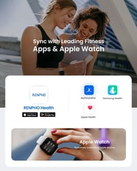 Cântar inteligent Bluetooth RENPHO cu analizor de grăsime corporală, conectivitate prin aplicație, măsurare IMC, masă musculară, proteine, BMR, alb 5