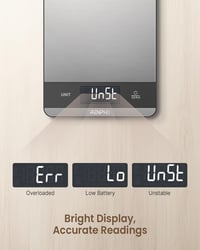 RENPHO Digitális Konyhai Mérleg Rozsdamentes Acél, 7 Mértékegység, LCD Kijelző 4