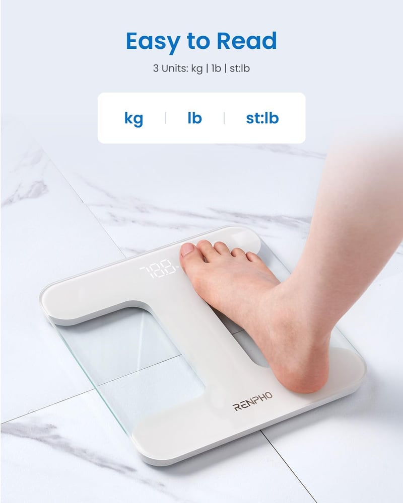 RENPHO Digitális Személymérleg LED Kijelzővel, 180 kg Kapacitás, Elemekkel