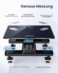 RENPHO Elis 1 Digitális Személymérleg Bluetooth Kapcsolattal, Nagy VA Kijelzővel, 13 Testösszetétel-elemzéssel és Fitness Alkalmazással 6