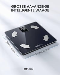 RENPHO Elis 1 Digitális Személymérleg Bluetooth Kapcsolattal, Nagy VA Kijelzővel, 13 Testösszetétel-elemzéssel és Fitness Alkalmazással 7