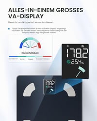 RENPHO Elis 1 Digitális Személymérleg Bluetooth Kapcsolattal, Nagy VA Kijelzővel, 13 Testösszetétel-elemzéssel és Fitness Alkalmazással 2