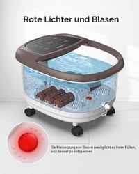 RENPHO Masážny kúpeľ na nohy s funkciou masáže, 6 motorizovanými shiatsu masážnymi guľôčkami, bublinkovými dýzami, infračerveným ohrevom, nastaviteľnou teplotou a 4