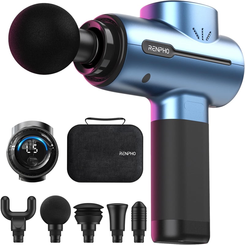 Pistol de masaj RENPHO cu 3200 rpm și amplitudine de 10 mm pentru relaxare musculară și ameliorarea durerii