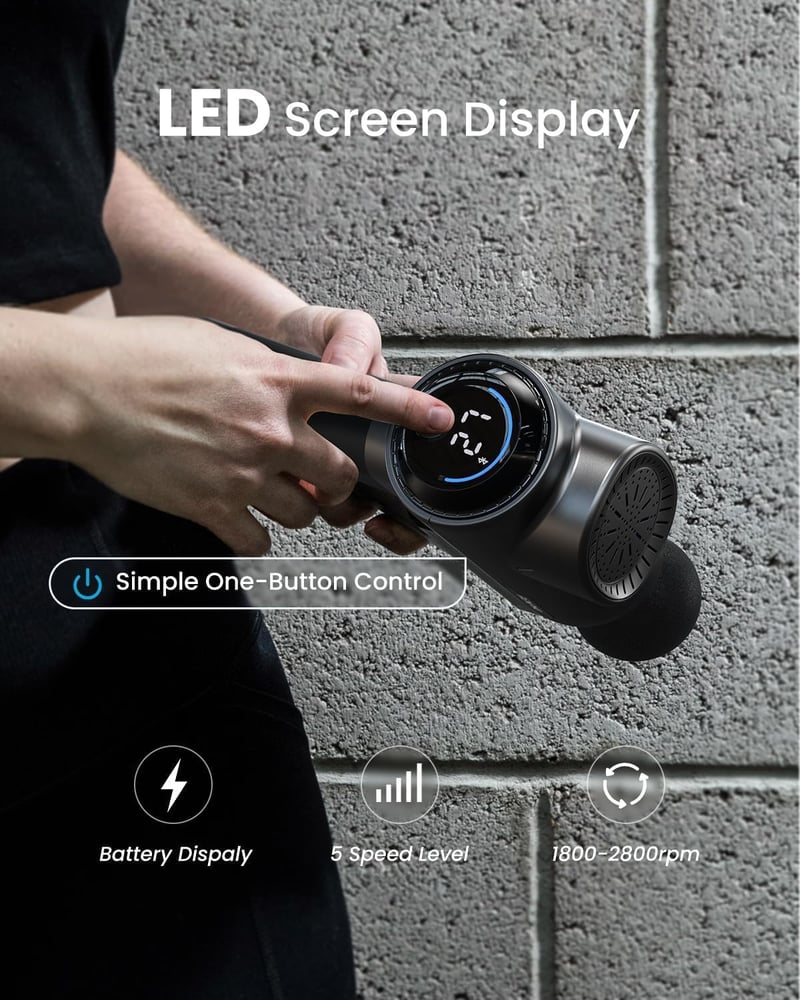 RENPHO Masszázspisztoly Hőfunkcióval, Bluetooth és LED Kijelzővel