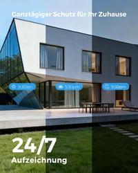 Reobiux 2K vonkajšia bezpečnostná kamera s dvoma objektívmi, PTZ IP kamera, WiFi kamera s automatickým sledovaním, farebným nočným videním, obojsmerným zvukom a nepretržitým záznamom 24/7 7