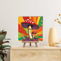 Set de pictură pe numere Reofrey pentru adulți și începători - Tablou cu model de ciuperci pe pânză 20x30 cm - Set creativ și educativ pentru pictura peisajelor 3