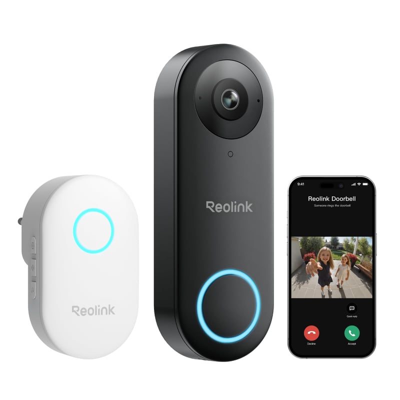 Interfon Video Reolink 5MP cu Sonerie, Wi-Fi 2,4/5GHz, Cameră cu unghi ultra-larg de 180°, Sonerie Inteligentă