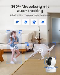 Cameră de supraveghere de interior Reolink E1 Pro 3K WiFi cu funcție Pan/Tilt, monitorizare bebeluși, detectare persoane/animale de companie/plâns, auto-tracking, vedere nocturnă IR de 5MP 4