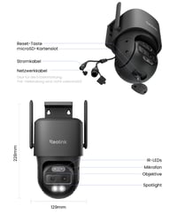 Reolink TrackMix WiFi 4K 8MP Wi-Fi 6 PTZ exteriérová kamera, duálny objektív, farebné nočné videnie – sivá 9