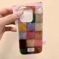 Puzdro Reownest pre iPhone 13 / iPhone 14, roztomilý estetický dizajn s farebným kockovaným vzorom, nárazuvzdorný silikónový zadný kryt odolný voči poškriabaniu pre dievčatá a ženy – farebné 3