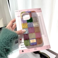 Puzdro Reownest pre iPhone 13 / iPhone 14, roztomilý estetický dizajn s farebným kockovaným vzorom, nárazuvzdorný silikónový zadný kryt odolný voči poškriabaniu pre dievčatá a ženy – farebné 8