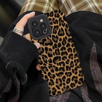 Reownest iPhone 15 kryt čierny hnedý leopardí vzor kožený silikónový ochranný kryt pre ženy a dievčatá 3
