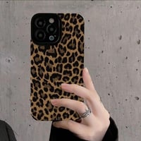 Reownest iPhone 15 kryt čierny hnedý leopardí vzor kožený silikónový ochranný kryt pre ženy a dievčatá 7