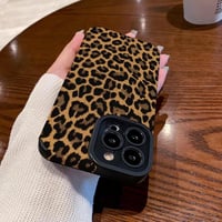 Reownest iPhone 15 kryt čierny hnedý leopardí vzor kožený silikónový ochranný kryt pre ženy a dievčatá 4