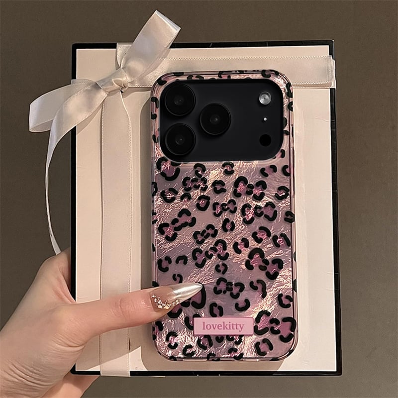 Puzdro Reownest pre iPhone 17 Pro Max, roztomilý retro dizajn s motívom geparda a leoparda, mäkký trblietavý TPU nárazuvzdorný kryt, estetický obal na telefón