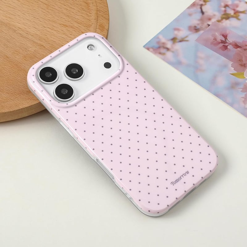 Reownest iPhone 17 Pro Pöttyös Tok Rózsaszín Puha TPU Ütésálló Védelem - iPhone 17 Pro, pink