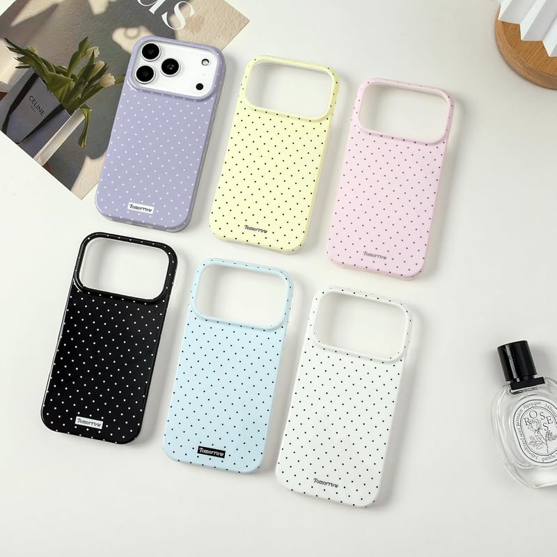 Reownest iPhone 17 Pro Pöttyös Tok Rózsaszín Puha TPU Ütésálló Védelem - iPhone 17 Pro, pink