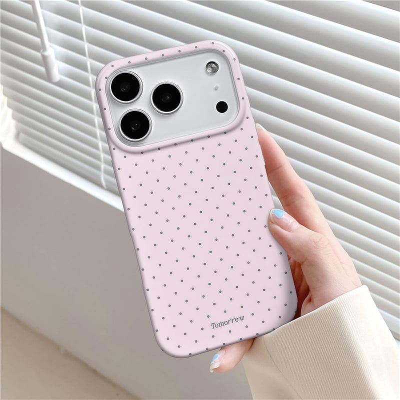 Reownest iPhone 17 Pro Pöttyös Tok Rózsaszín Puha TPU Ütésálló Védelem - iPhone 17 Pro, pink