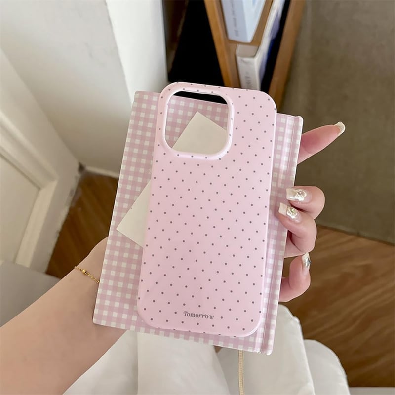 Reownest iPhone 17 Pro Pöttyös Tok Rózsaszín Puha TPU Ütésálló Védelem - iPhone 17 Pro, pink